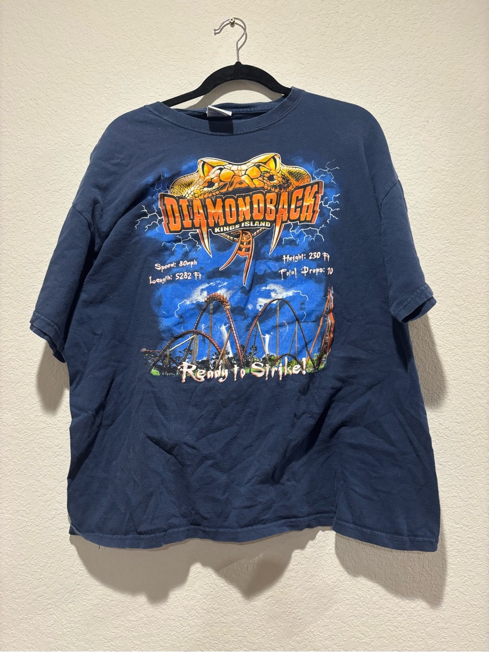 Hanes Navy Blue Diamondback Graphic Tee with Orange Logo